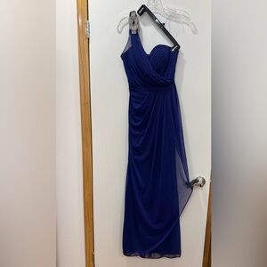 Xscape Elegant One Shoulder Blue Gown